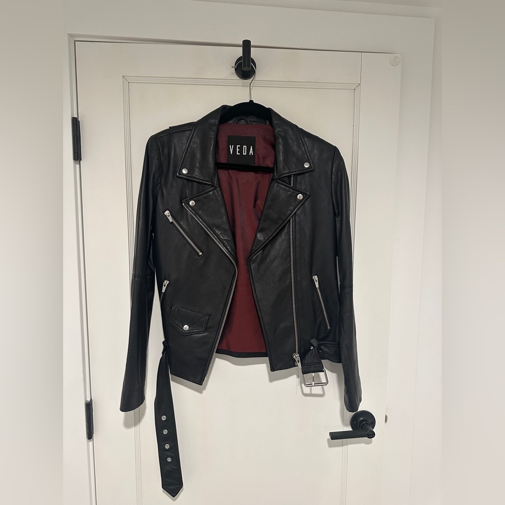 Veda Black smooth Leather Jacket